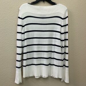 CHAPS women blue and white striped sweater shirt